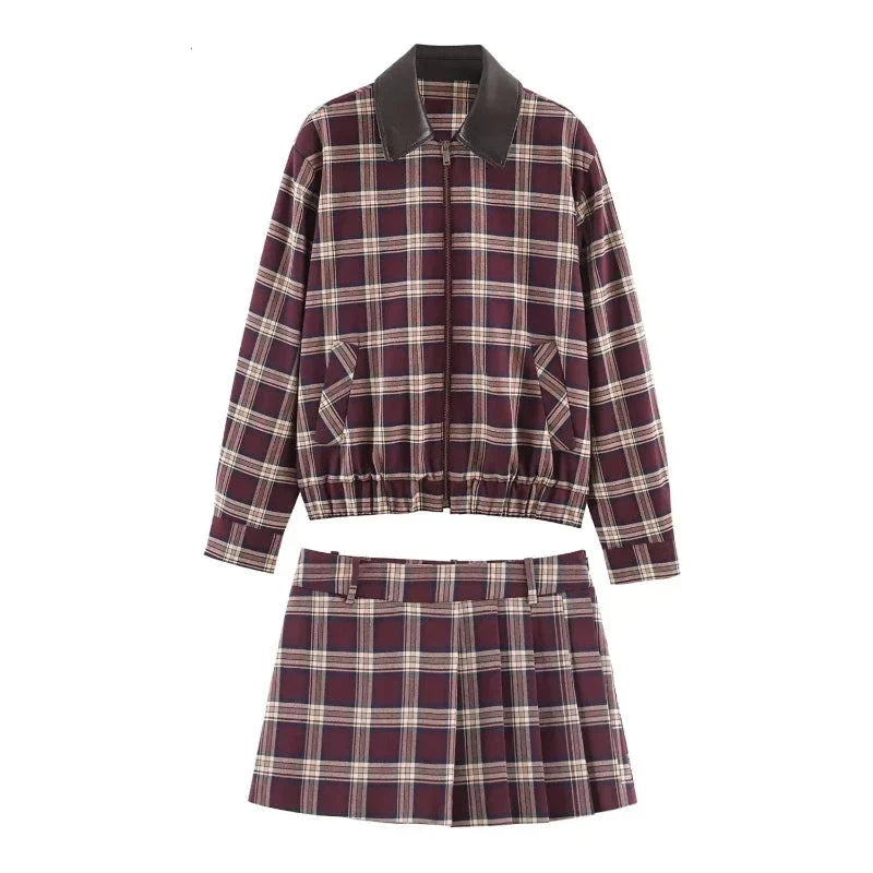 Ensemble bomber & skort à carreaux Julia