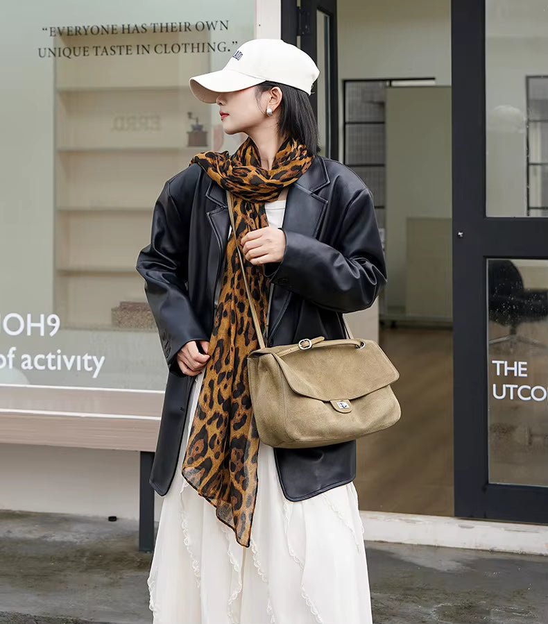 Sac cabas rétro Olivia en cuir givré.