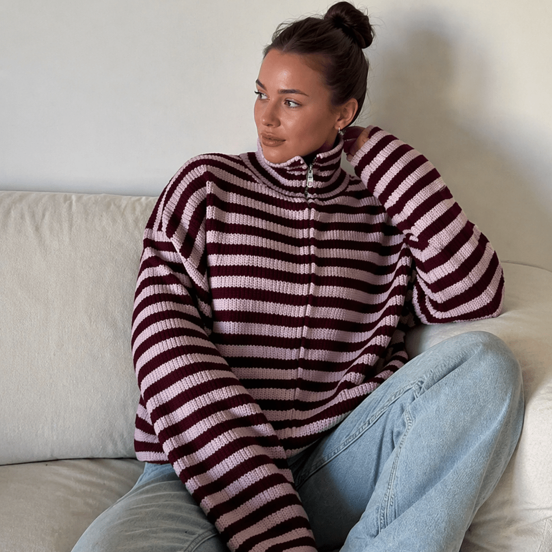 SOKYND Adella Knit Zip Sweater Sweaters & CardigansSOKYND-020375-RED-S-70551RedS