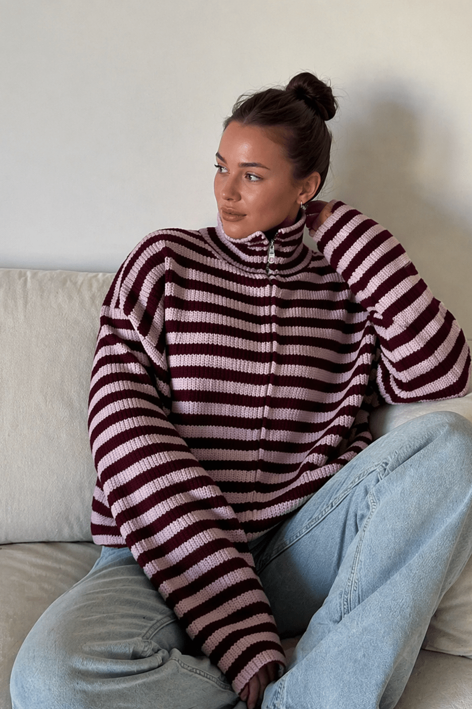SOKYND Adella Knit Zip Sweater Sweaters & CardigansSOKYND-020375-RED-S-70551RedS