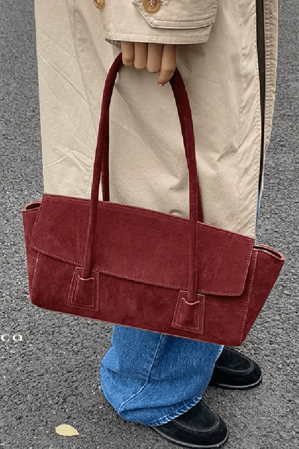 SOKYND Alicia Vintage Faux Suede Shoulder Bag BagSOKYND-129943-RED-OS-74455Red