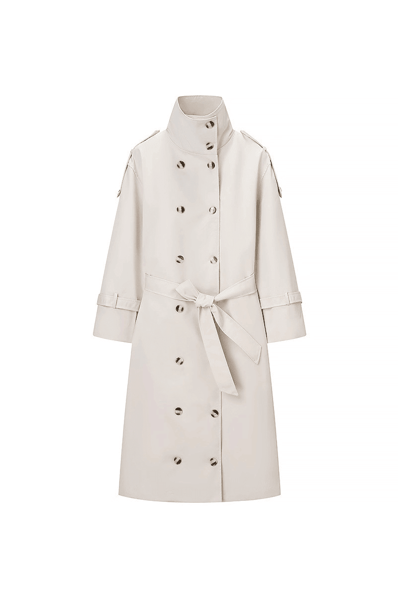 SOKYND Amanda High Neck Belted Trench Coat JacketsSOKYND-162071-CRE-S-04087CreamS
