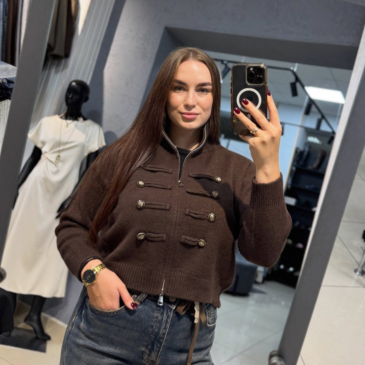 SOKYND Amelia Turtleneck Zip Knit Cardigan CardiganSOKYND-168535-BRO-O-20247BrownOne size