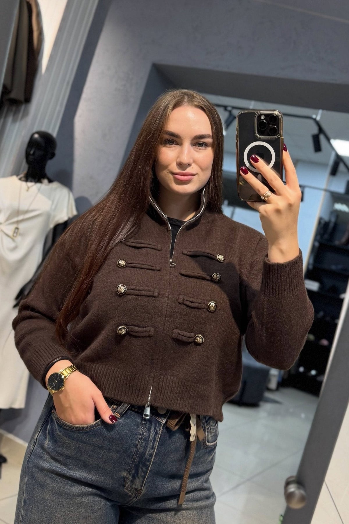 SOKYND Amelia Turtleneck Zip Knit Cardigan CardiganSOKYND-168535-BRO-O-20247BrownOne size