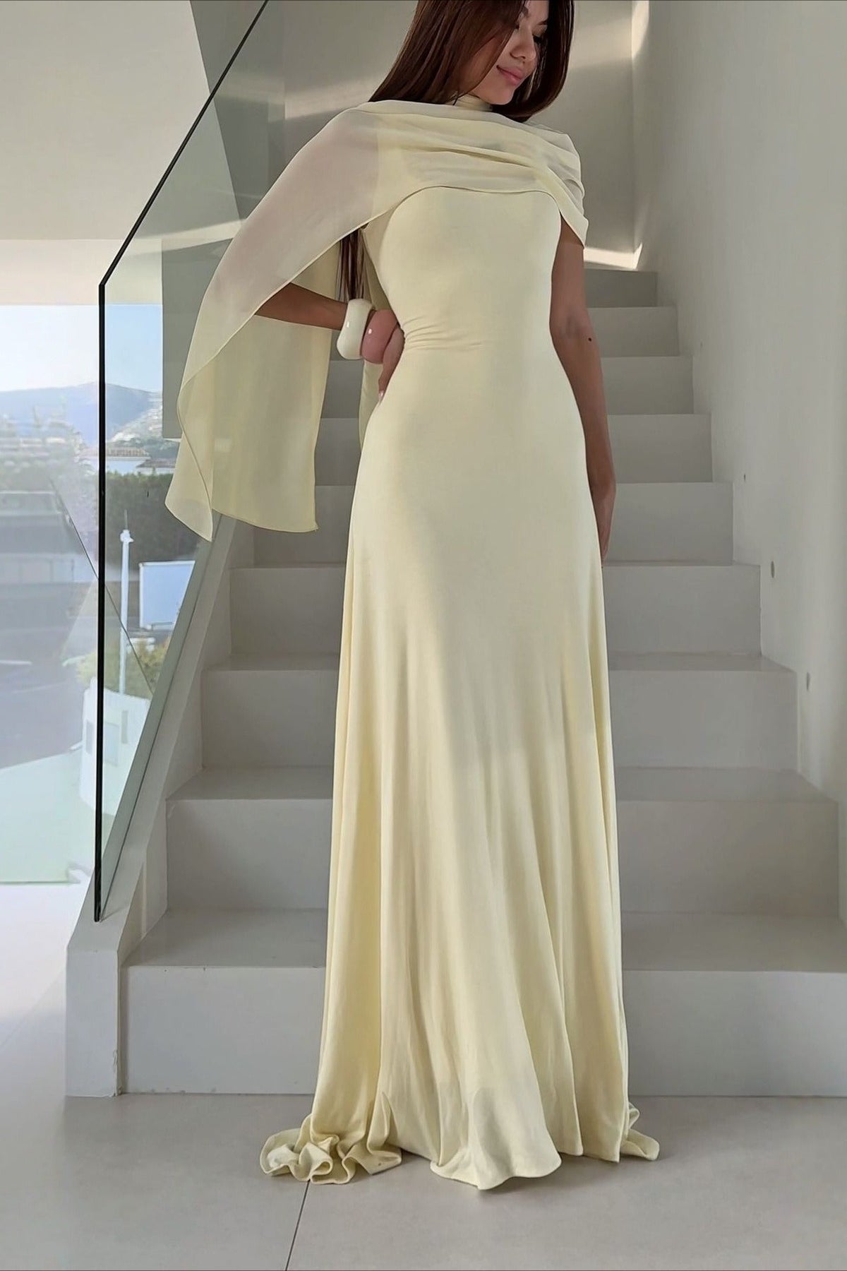 SOKYND Avery Chiffon Scarf Maxi Dress DressesRi1774526245048587899YellowS
