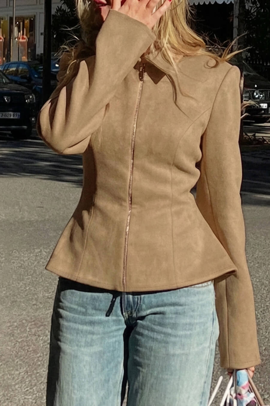 SOKYND Belle Faux Suede Jacket Coats & JacketsbZ1772777205901758748BeigeM