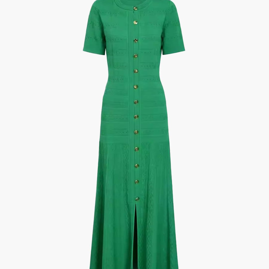 SOKYND Celeste Ribbed Knit Midi Dress DressGreenXS