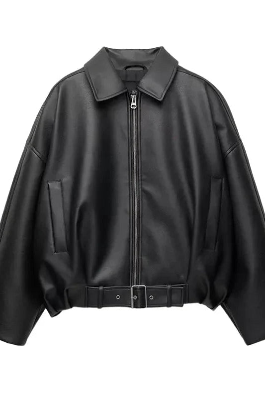 SOKYND Eliana Leather Moto Jacket Coats & JacketsSOKYND-730391-BRO-L-17367BrownL