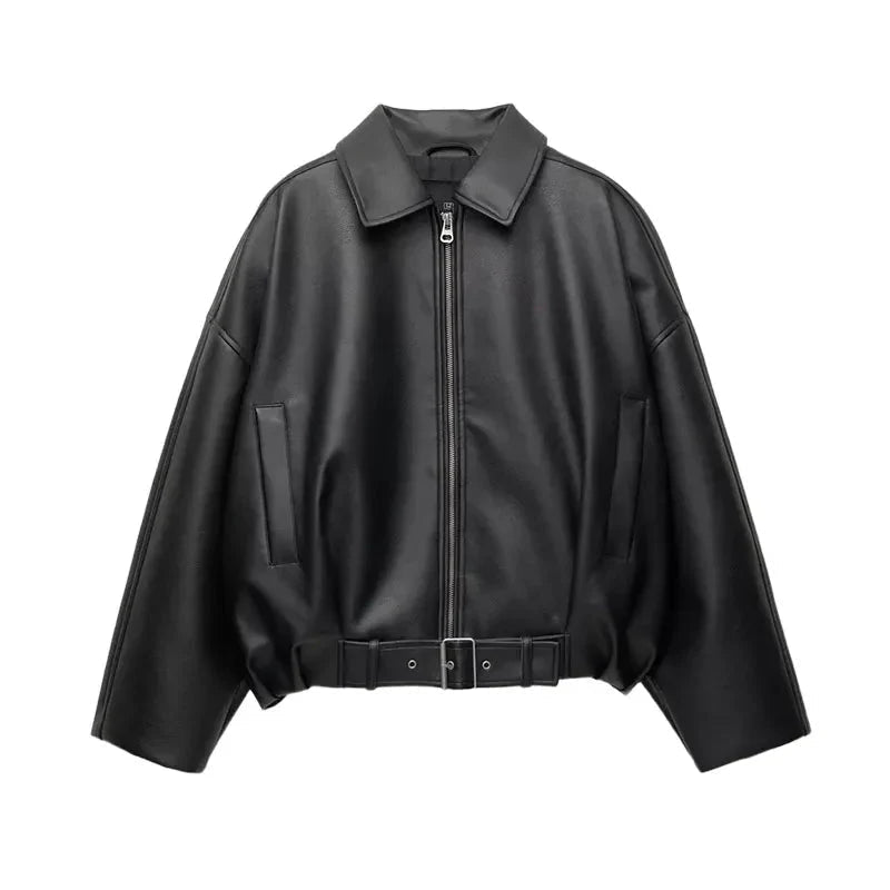 SOKYND Eliana Leather Moto Jacket Coats & JacketsSOKYND-730391-BRO-L-17367BrownL