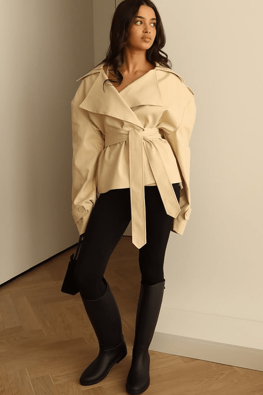 SOKYND Elona Belted Short Trench Coat Coats & JacketsMv1774219786669483335BeigeS