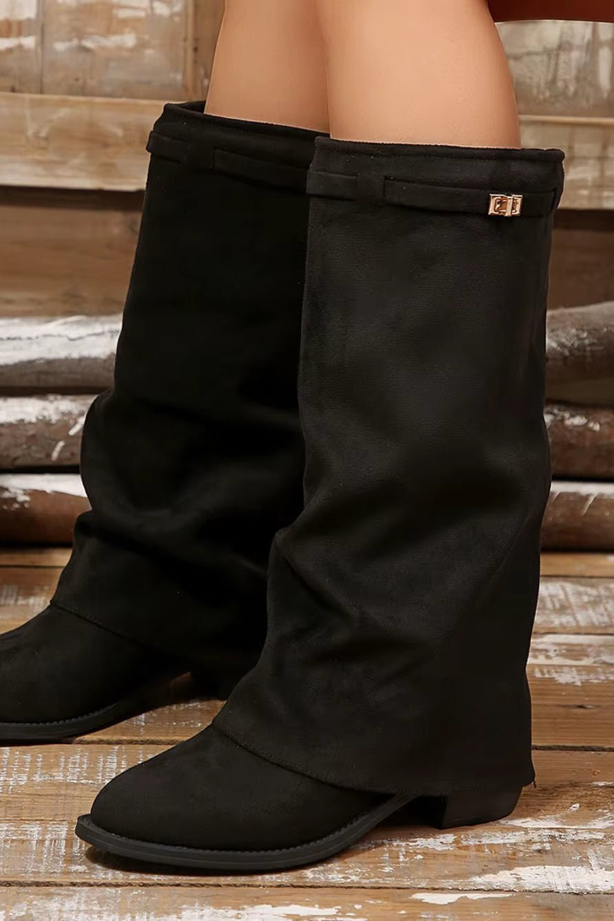 SOKYND Esther Faux Suede Knee High Boots BootsSOKYND-444119-BLA-36-92375Black36