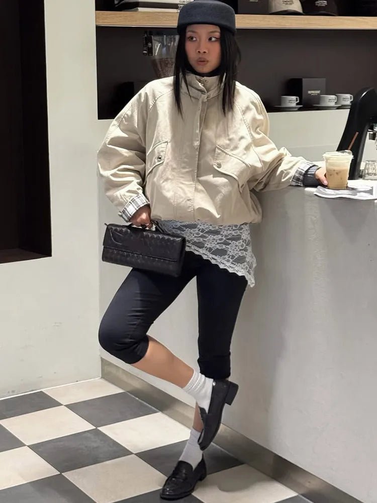 SOKYND Evelyn Casual Stand Collar Jacket JacketSOKYND-889239-KHA-S-30263KhakiS