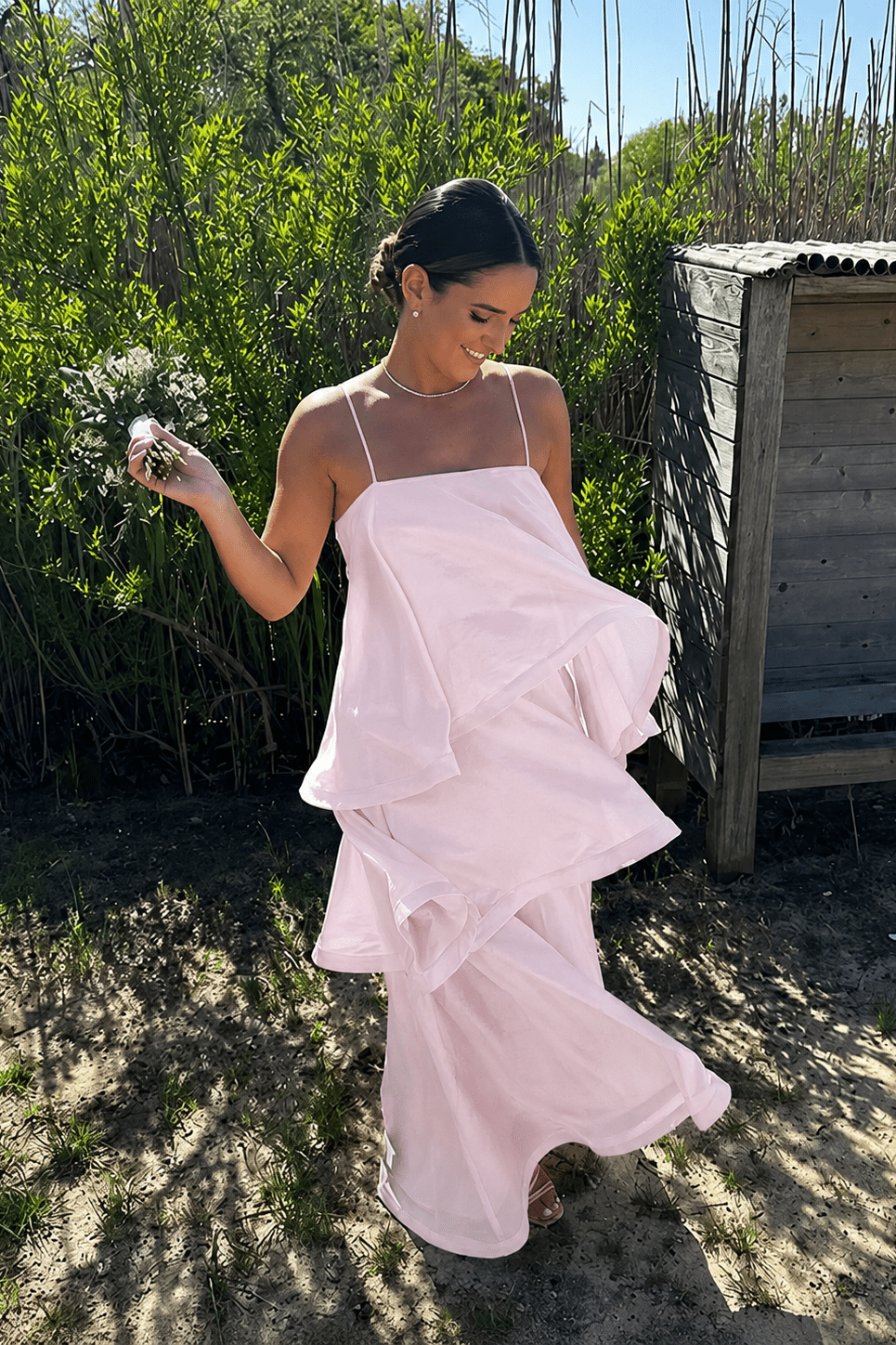 SOKYND Fallon Layered Ruffle Maxi Dress DressSOKYND-624919-PIN-S-82199PinkS