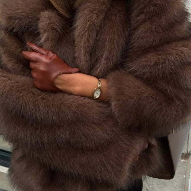 SOKYND Gillian Faux Fur Short Coat Coats & JacketsxI1767625273834129470SBrown