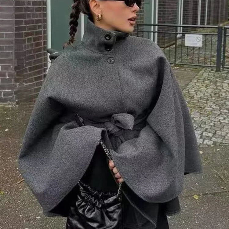 SOKYND Gina Belted Cape Jacket JacketSOKYND-543319-GRE-XS-29783GreyXS