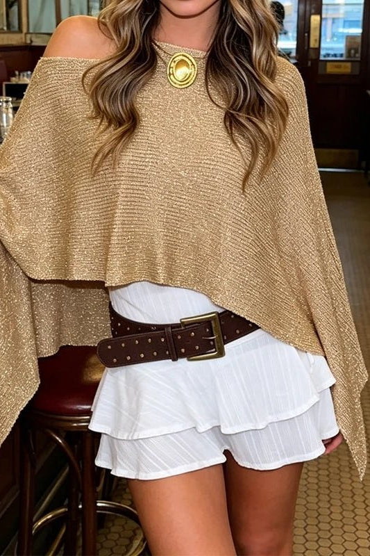 SOKYND Gisele Shimmer Off-Shoulder Cape CapeSOKYND-755991-MOC-OS-39255Mocha