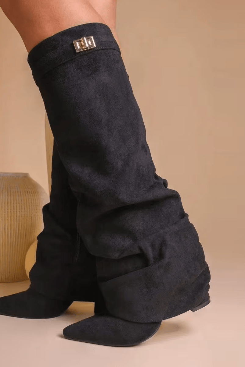 SOKYND Gloria Slouchy Faux Suede Knee High Boots BootsSOKYND-752535-BLA-34-08695Black34