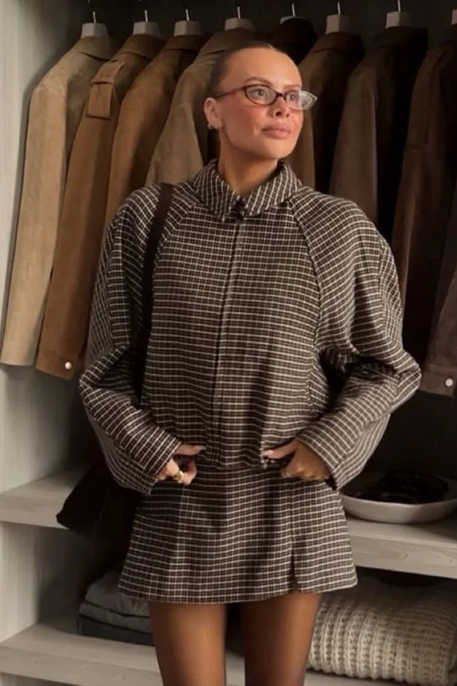 SOKYND Hannah Houndstooth Zip Jacket Matching SetsSOKYND-474583-SUI-S-32119Suit - Jacket + SkirtS