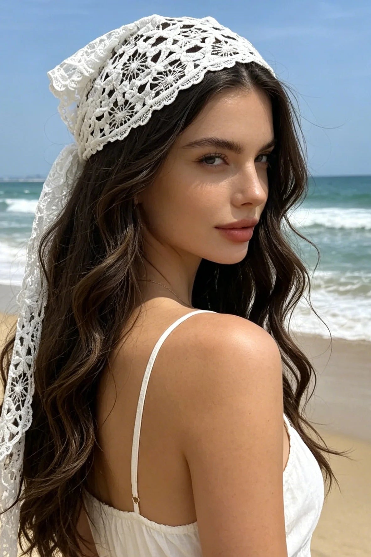 SOKYND Indigo Bohemian Triangle Headscarf AccessoriesSOKYND-224919-WHI-OS-18391White