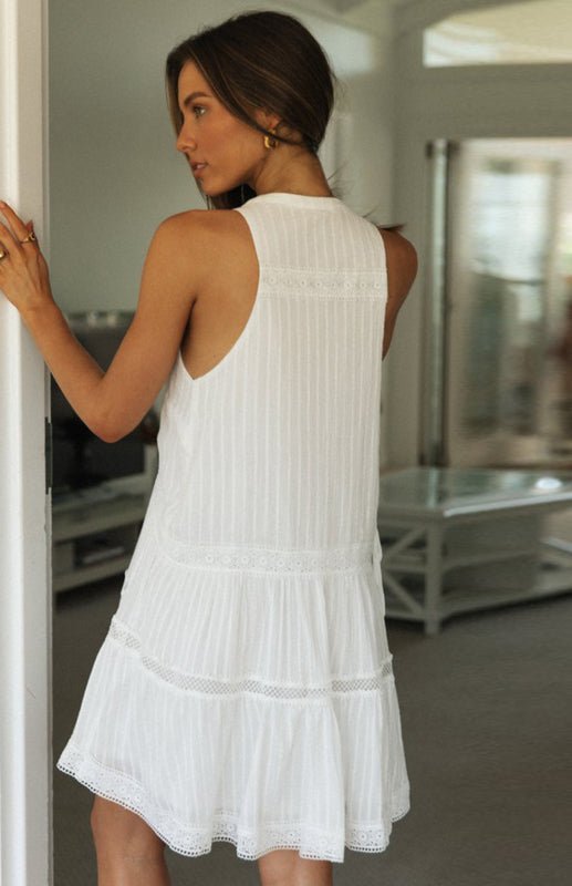SOKYND Jackie Boho Sleeveless Mini Dress DressWhiteXL