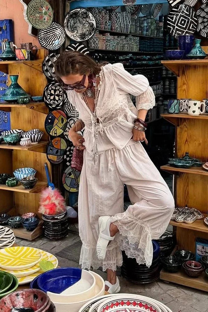 SOKYND Jasmine Lace Lantern Suit Matching SetsSOKYND-950999-WHI-S-47319WhiteS