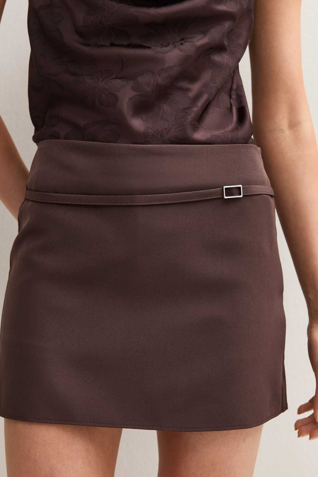 SOKYND Joanna Side Zip Skort Belt Details ShortsCoffeeS