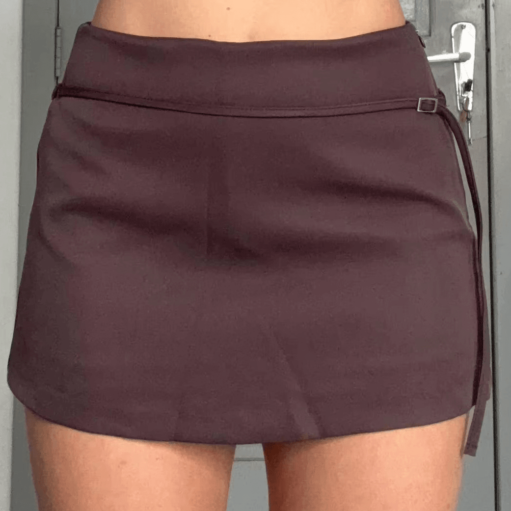 SOKYND Joanna Side Zip Skort Belt Details ShortsCoffeeXS