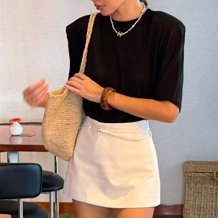 SOKYND Joanna Side Zip Skort Belt Details ShortsSOKYND-090135-WHI-XS-46711WhiteXS