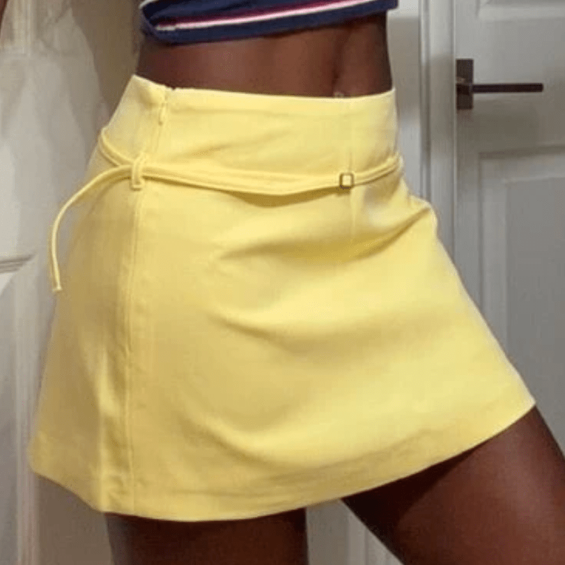 SOKYND Joanna Side Zip Skort Belt Details ShortsSOKYND-090135-NAV-XS-10551YellowXS