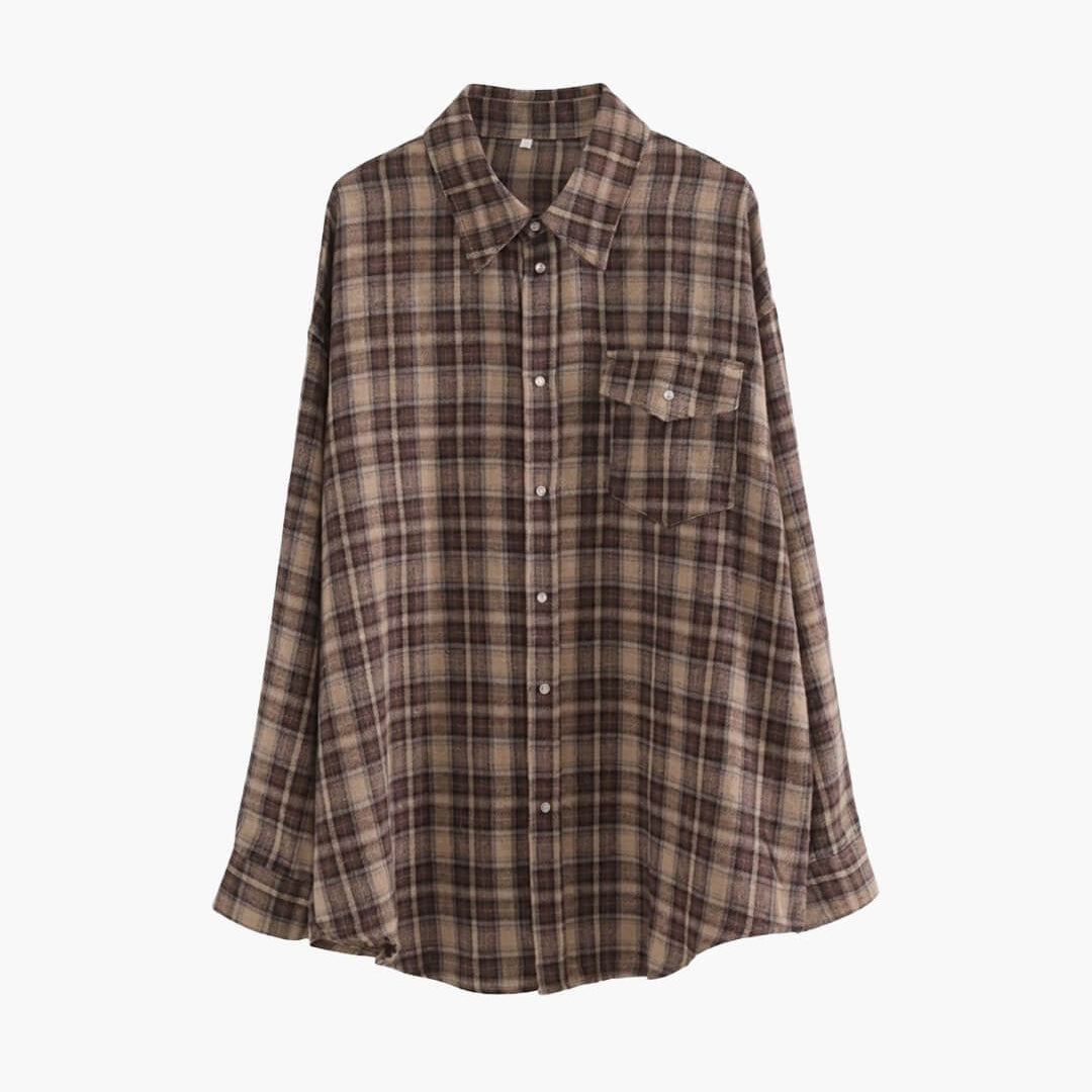SOKYND Karen Oversized Plaid Shirt BlouseSOKYND-709143-BRO-O-95383BrownOne Size