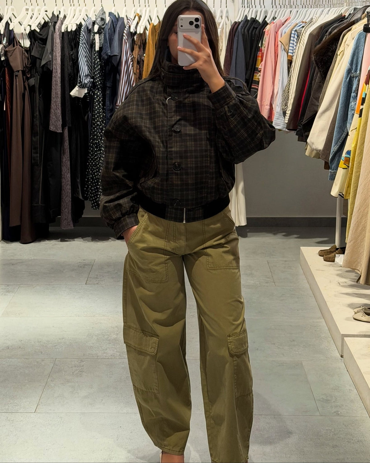 SOKYND Laura Vintage Plaid Bomber Jacket JacketSOKYND-295895-S-OS-92919S