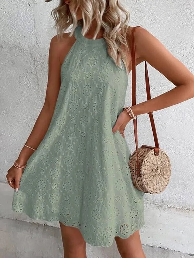 SOKYND Lena Eyelet Embroidered Mini Dress DressSOKYND-785047-LIG-S-59319Light GreenS