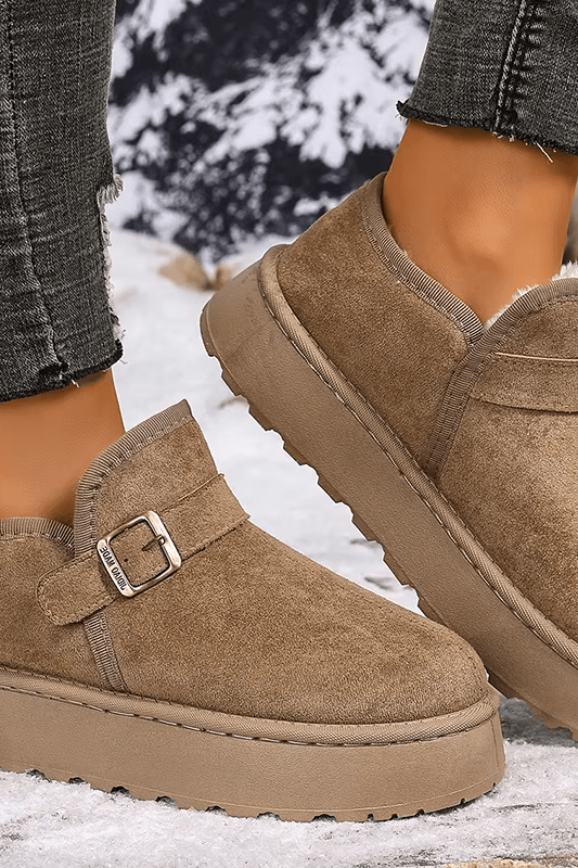 SOKYND Lena Slip-On Suede Platform Ankle Booties ShoesSOKYND-016215-BRO-36-54839Taupe36