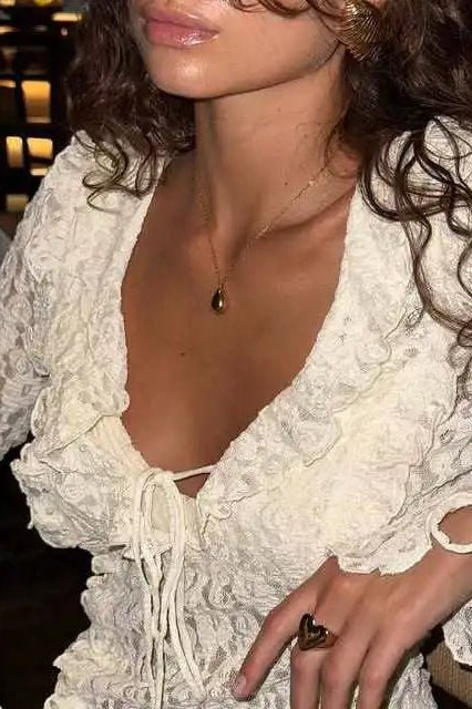 SOKYND Lisa Layered Lace Collar Top TopSOKYND-768855-WHI-M-95063WhiteM