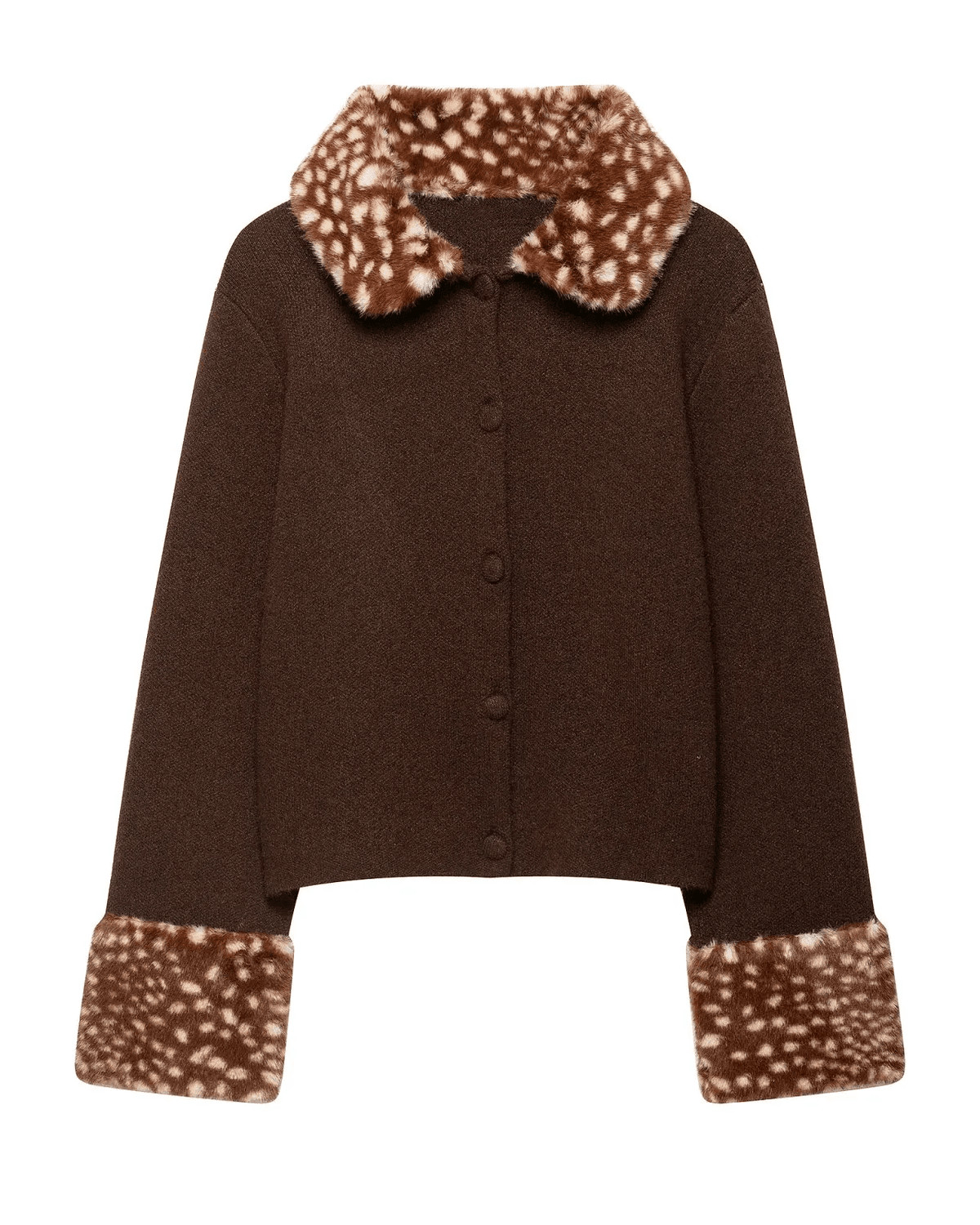 SOKYND Lola Faux Fur Trim Knit Cardigan CardiganSOKYND-075735-BRO-S-10327BrownS
