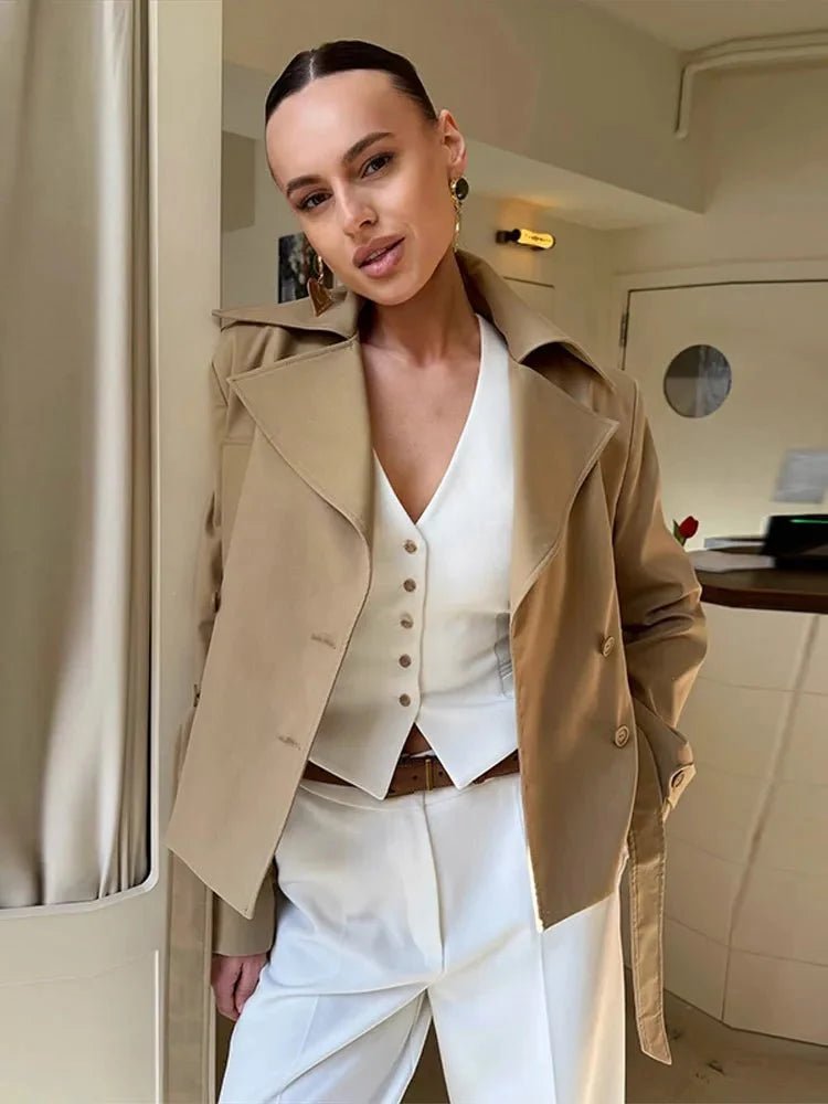 SOKYND Lola Lace-Up Cropped Trench Coat CoatSOKYND-620055-L-OS-41431L