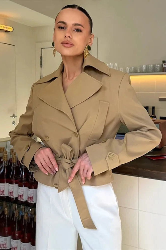 SOKYND Lola Lace-Up Cropped Trench Coat CoatSOKYND-620055-M-OS-08663M
