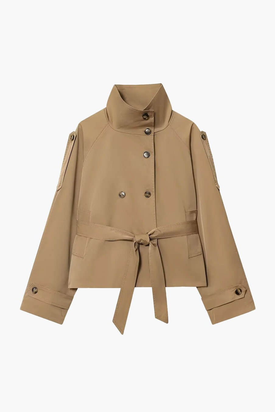 SOKYND Mara Stand Collar Crop Trenchcoat Coats & JacketsXA1774219786663624301BeigeS