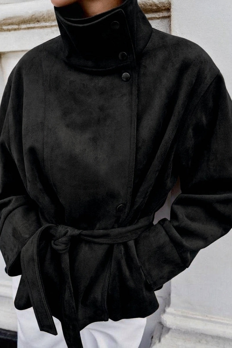 SOKYND Maria Lace-Up Suede Jacket JacketBlackS