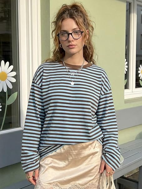 SOKYND Melissa Striped Oversized Knit Sweater SweaterSOKYND-358871-TUR-XS-89783TurquoiseXS