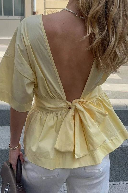 SOKYND Monica Ruffled Backless Blouse BlouseSOKYND-680855-YEL-S-84471YellowS
