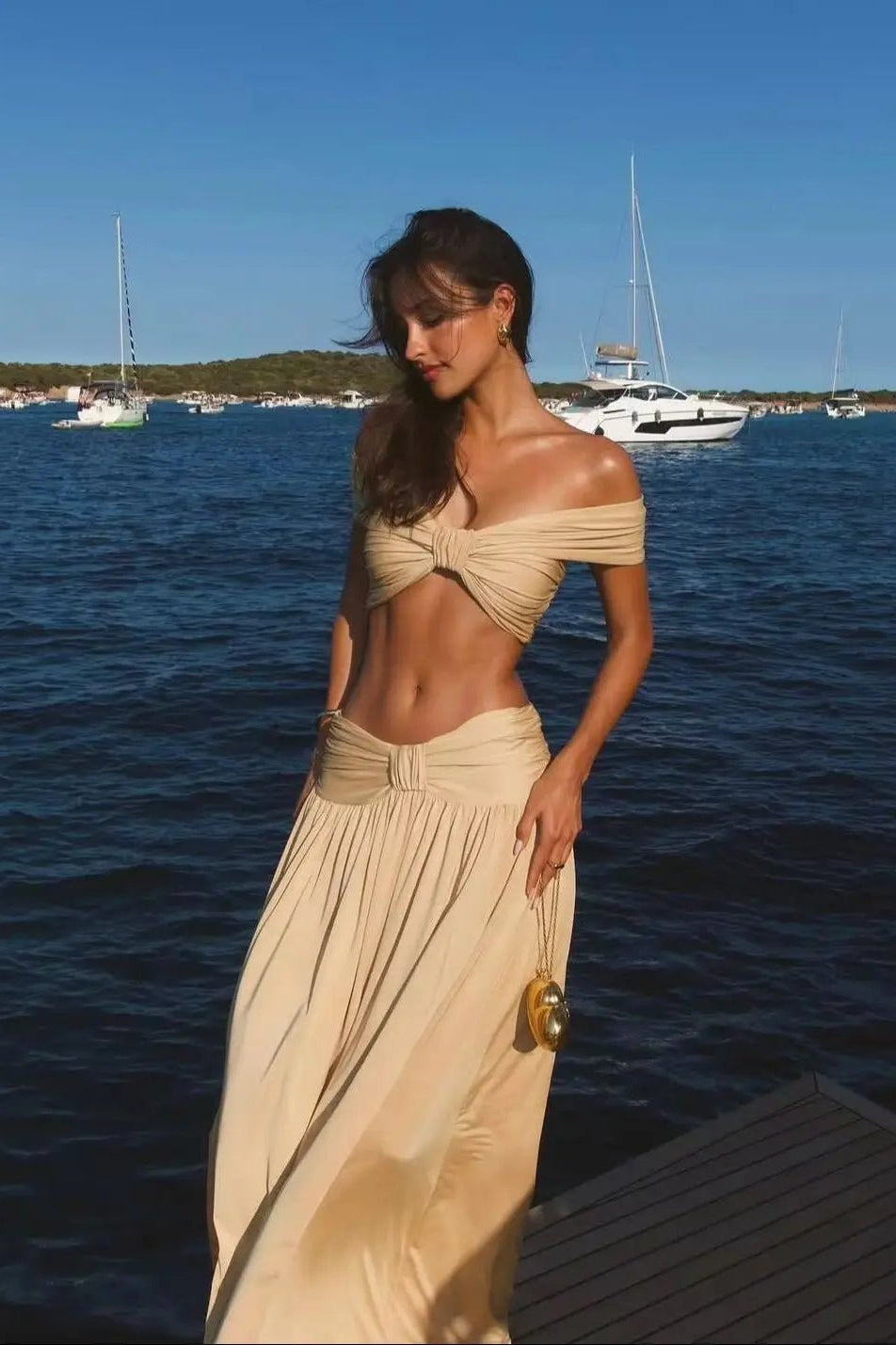 SOKYND Natalie Off-Shoulder Twist Crop Top Set Matching SetsSOKYND-847831-S-OS-17271S