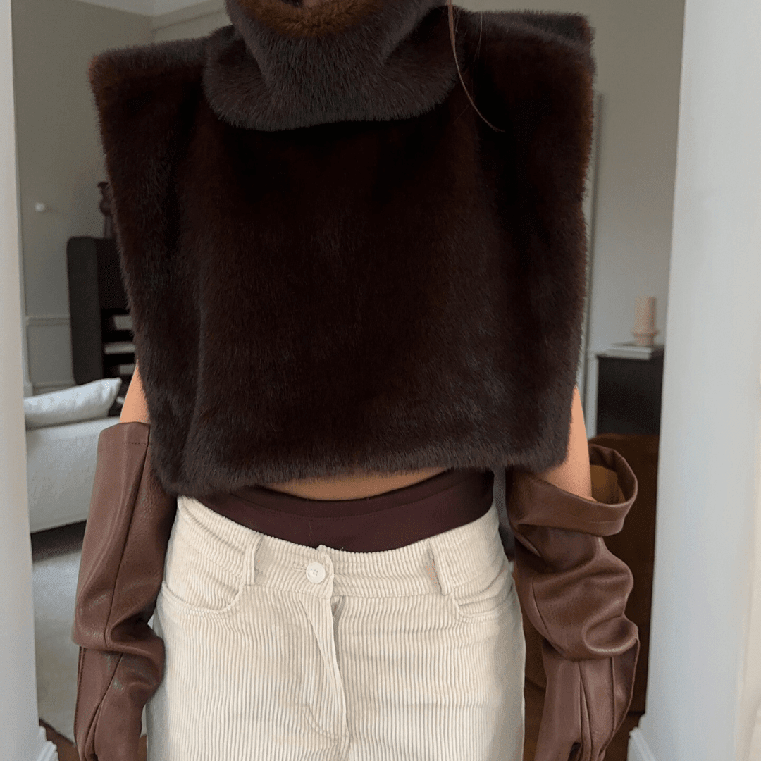SOKYND Parker Faux Fur Turtleneck Vest VestSOKYND-068951-BRO-S-79319BrownS