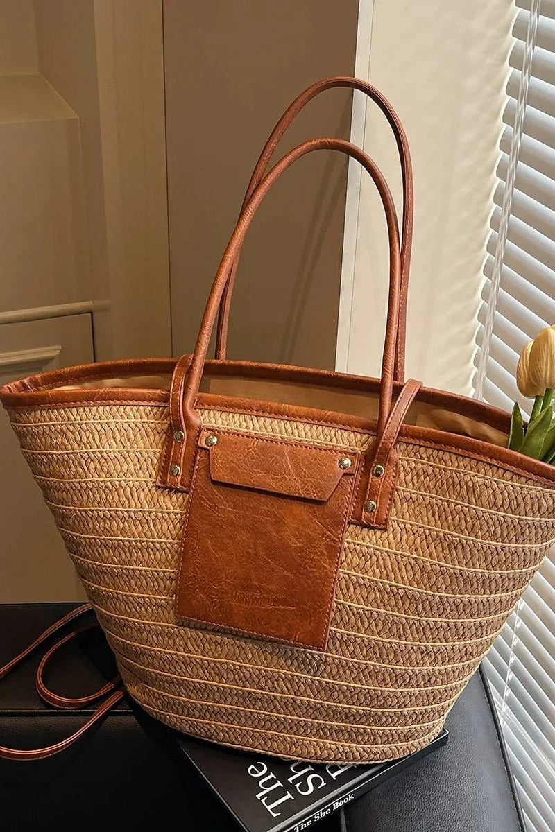 SOKYND Quinn Forest Woven Single-Shoulder Tote HandbagsSOKYND-334167-BRO-OS-89367Brown