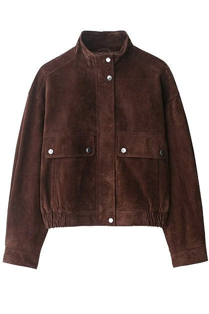 SOKYND Rachel Wide Shoulder Suede Jacket JacketSOKYND-183191-BRO-S-24183BrownS