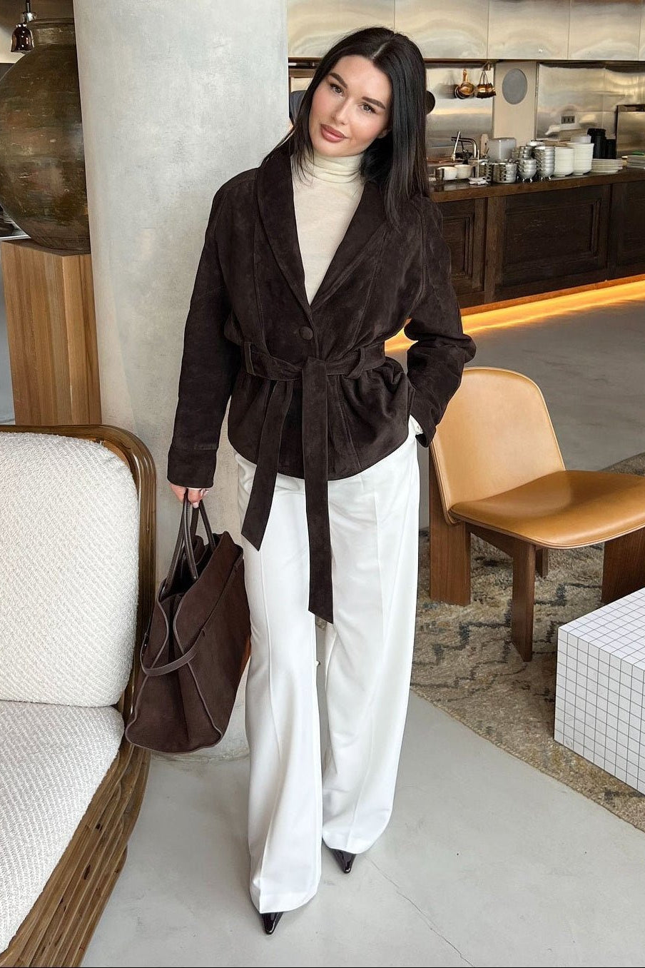 SOKYND Rebecca Belted Suede Trench Coat CoatSOKYND-557271-BRO-S-64311BrownS