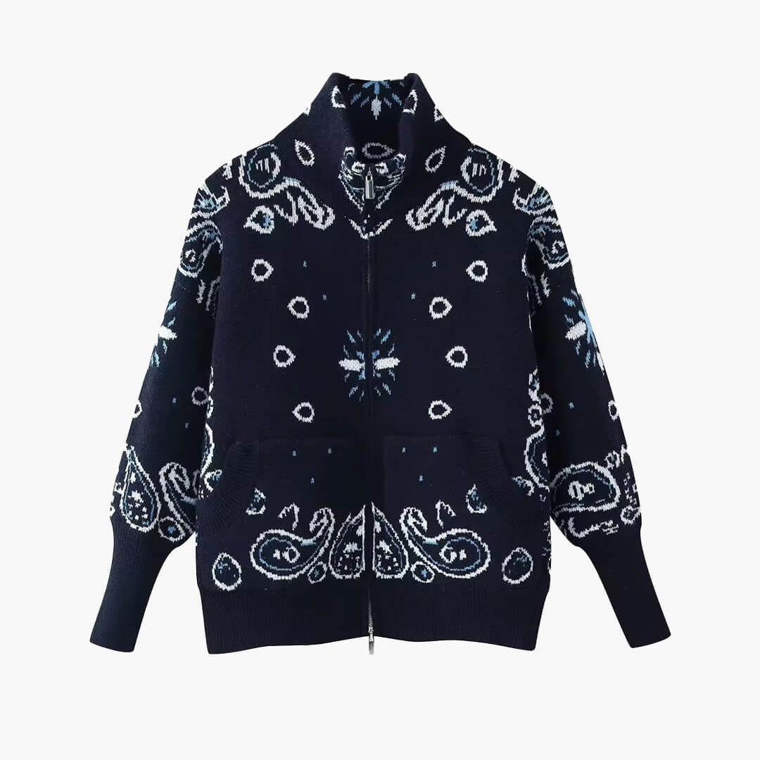 SOKYND Ruth Paisley Zip-Up Knit Jacket JacketSOKYND-675863-OLI-M-09559Olive GreenM