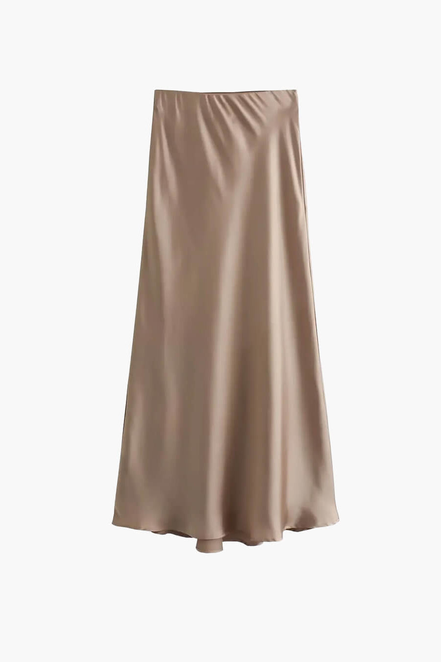 SOKYND Yui High Waist Black Satin Midi Skirt SkirtBrownXS