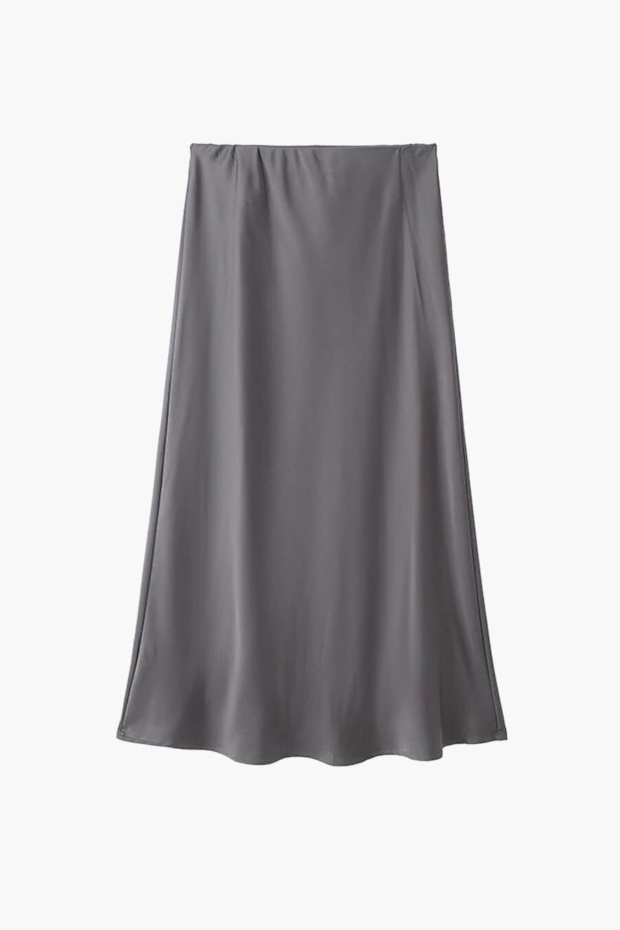 SOKYND Yui High Waist Black Satin Midi Skirt SkirtGreyXS