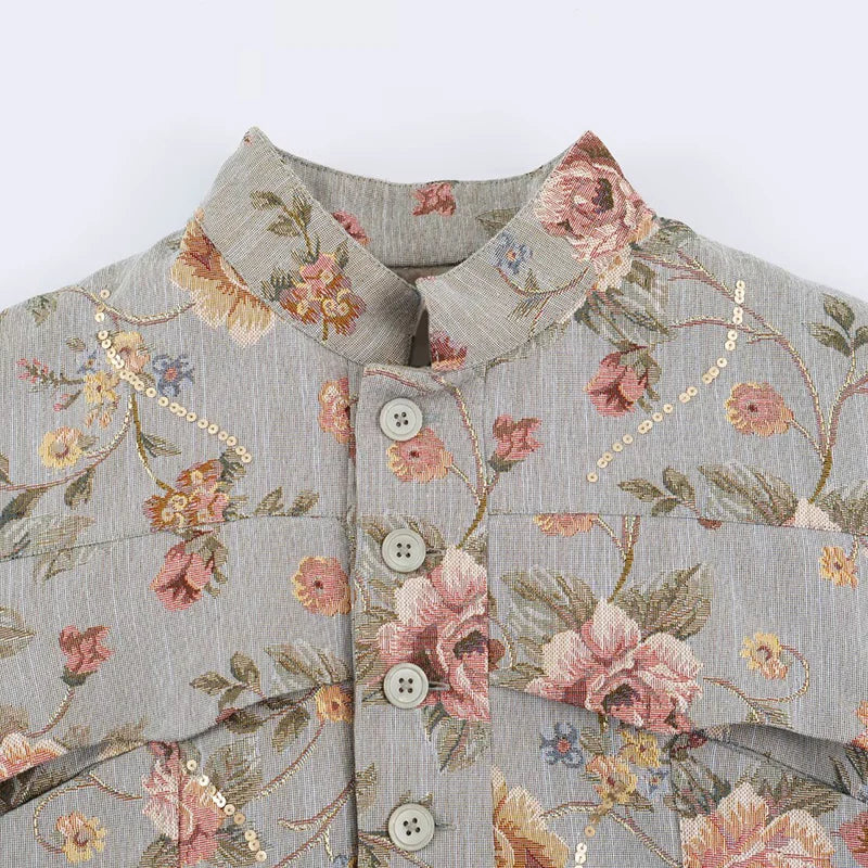Veste courte Lily en jacquard vintage